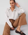 Ann Taylor Weekend Collection Striped Drop Shoulder Shirt In White/black Multi