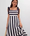 Ann Taylor Petite Weekend Collection Striped Linen Blend Midi Dress