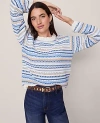 Ann Taylor Weekend Collection Striped Mixed Stitch Sweater