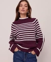 Ann Taylor Weekend Collection Striped Mock Neck Sweater In Purple