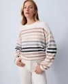 Ann Taylor Weekend Collection Striped Raglan Sweater In Neutral