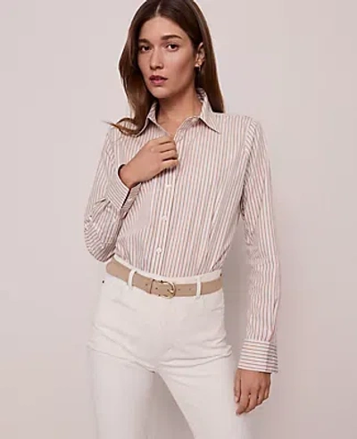 Ann Taylor Weekend Collection Striped Relaxed Perfect Shirt In Neutral