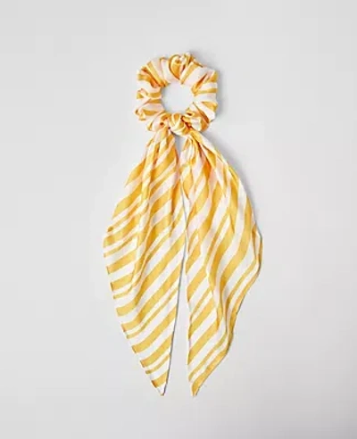 Ann Taylor Weekend Collection Striped Silk Scrunchie In Mimosa