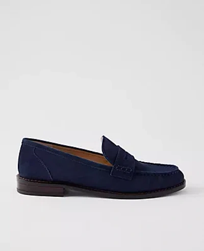 Ann Taylor Weekend Collection Suede Penny Loafer In Blue