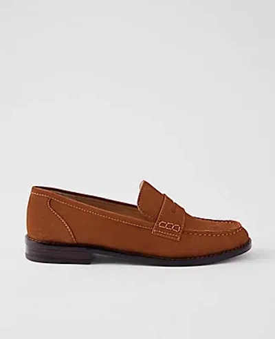 Ann Taylor Weekend Collection Suede Penny Loafer In Brown