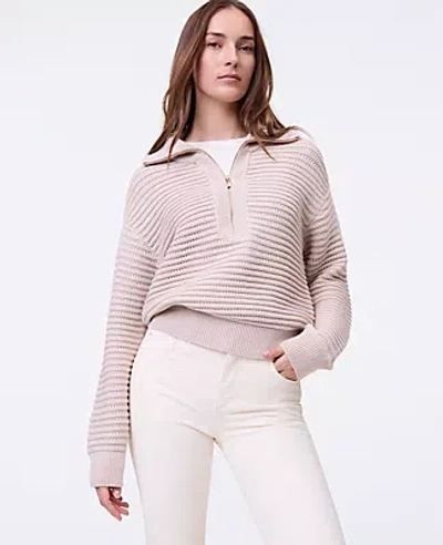 Ann Taylor Weekend Collection Textured Stitch Half-zip Sweater In Purple