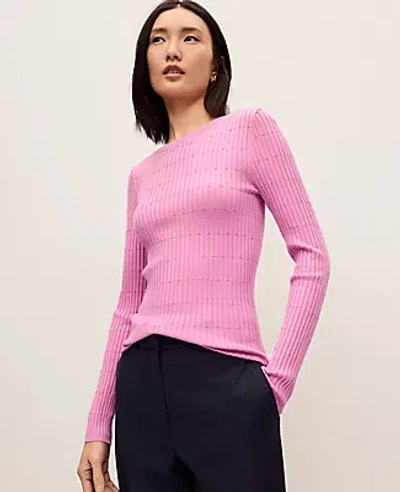 Ann Taylor Weekend Collection Textured Stitch Sweater In Pink