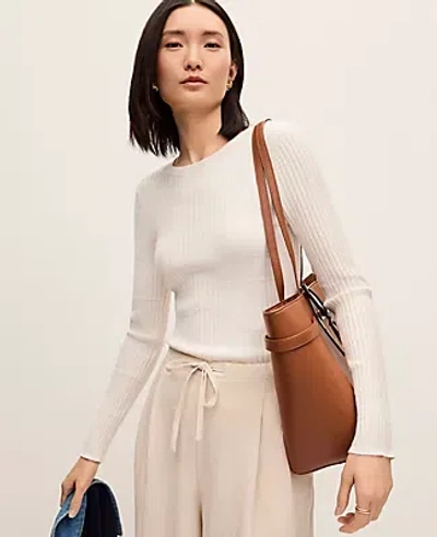 Ann Taylor Weekend Collection Textured Stitch Sweater In White