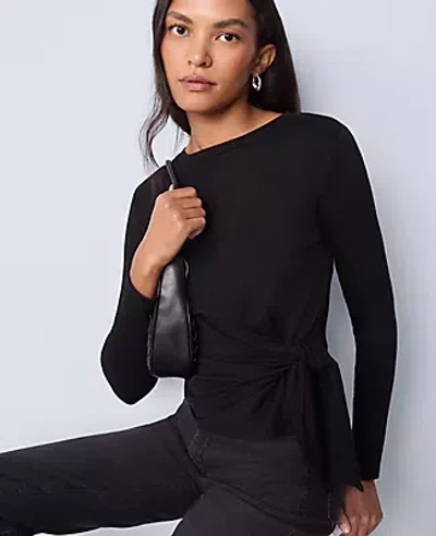 Ann Taylor Weekend Collection Tie Waist Top In Black