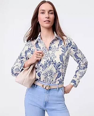 Ann Taylor Weekend Collection Toile Relaxed Perfect Shirt