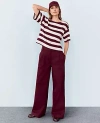 Ann Taylor Weekend Collection Topstitched Wide-leg Pant In Plum Rose