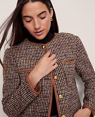 Ann Taylor Weekend Collection Tweed Crew Neck Jacket
