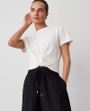 Ann Taylor Weekend Collection Twist Front Tee In Winter White