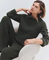 Ann Taylor Weekend Collection Waffle Zip Sweater In Hunters Green