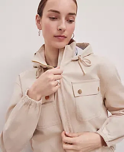 Ann Taylor Weekend Collection Windbreaker Jacket In Soft Khaki