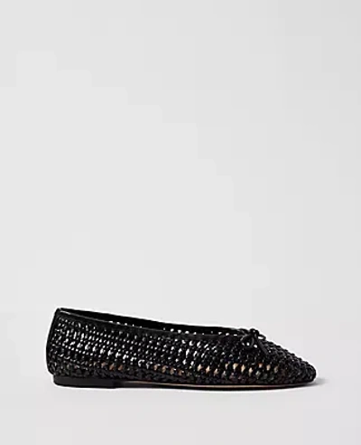 Ann Taylor Weekend Collection Woven Bow Ballet Flat In Black