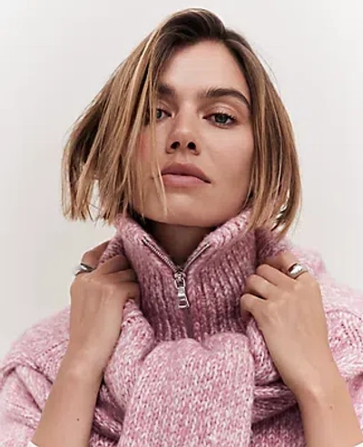 Ann Taylor Weekend Collection Zip Bomber Jacket In Mauve Marl