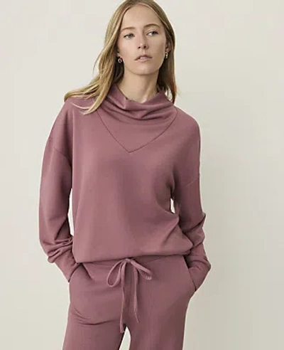 Ann Taylor Weekend Cowl Neck Sweatshirt In Deep Rosy Tan