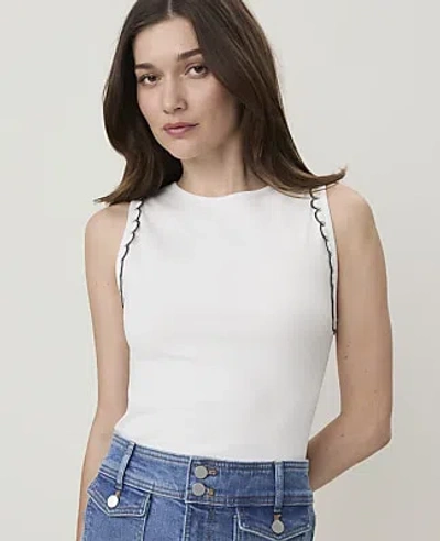 Ann Taylor Weekend Crochet Trim Tank Top In Winter White