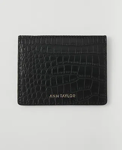 Ann Taylor Weekend Croco Card Case In Black