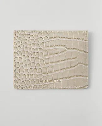 Ann Taylor Weekend Croco Card Case In Neutral