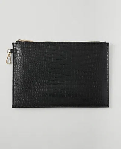 Ann Taylor Weekend Croco Clutch In Black