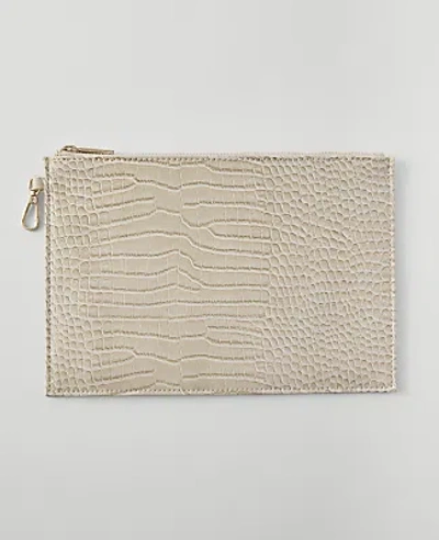 Ann Taylor Weekend Croco Clutch In Pearl Shadow