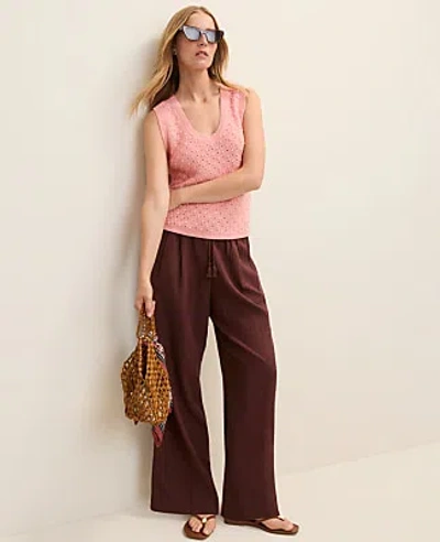 Ann Taylor Weekend Easy Fit Wide-leg Pant In Brown