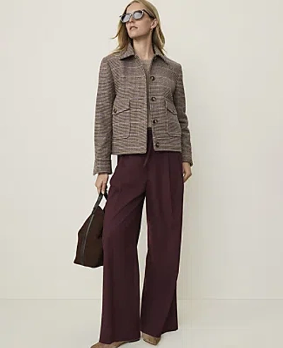 Ann Taylor Weekend Easy Fit Wide-leg Pant In Deepest Burgundy Melange