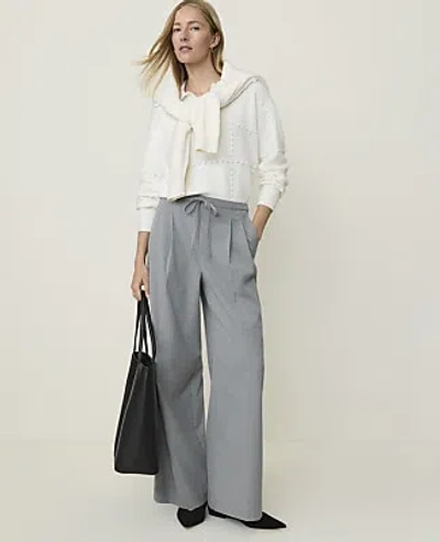 Ann Taylor Weekend Easy Fit Wide-leg Pant In Medium Grey Flannel