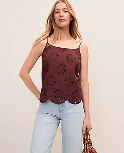 Ann Taylor Weekend Eyelet Tank Top In Brown
