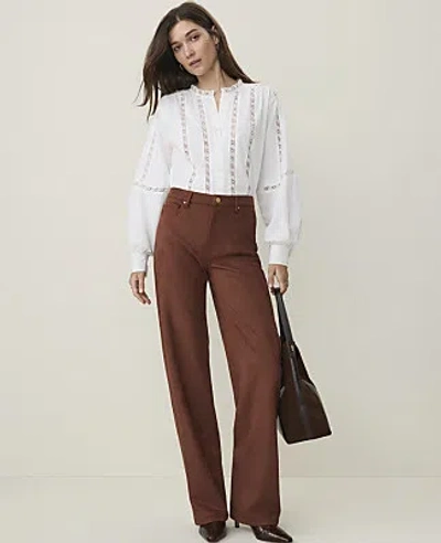 Ann Taylor Weekend Faux Suede Straight Pant In Stallion Brown