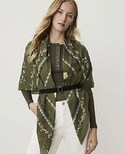 Ann Taylor Weekend Floral Wrap Poncho In Winding Ivy