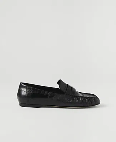 Ann Taylor Weekend Gathered Leather Loafer In Black