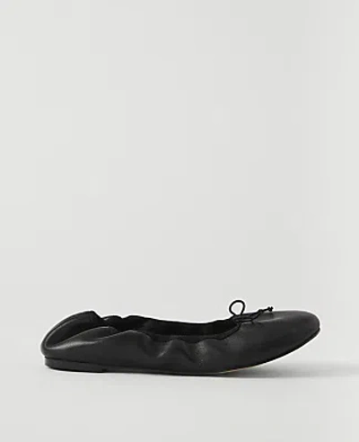 Ann Taylor Weekend Leather Bow Ballet Flat In Black
