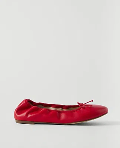 Ann Taylor Weekend Leather Bow Ballet Flat In Red