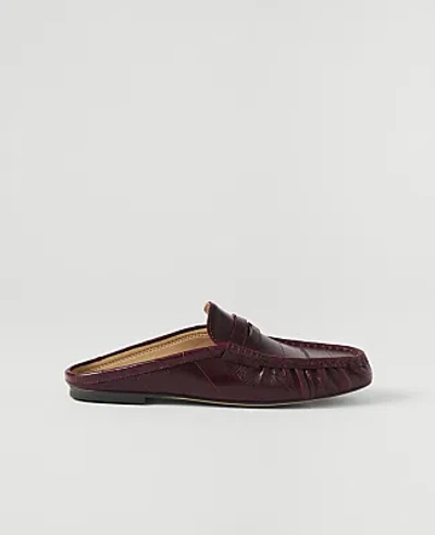 Ann Taylor Weekend Leather Loafer Slide In Dark Burgundy