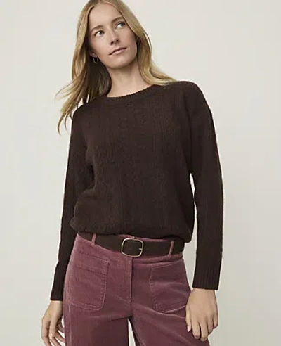 Ann Taylor Weekend Mixed Stitch Crew Neck Sweater In French Mocha
