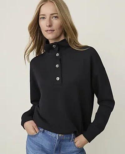 Ann Taylor Weekend Mockneck Sweatshirt In Black