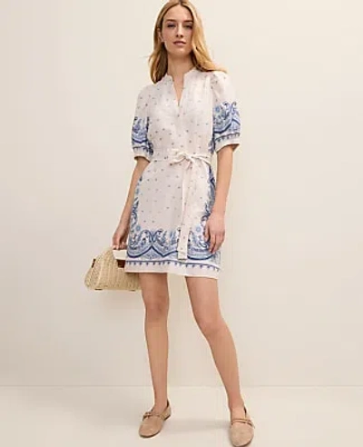 Ann Taylor Weekend Paisley Puff Sleeve Mini Dress In Neutral