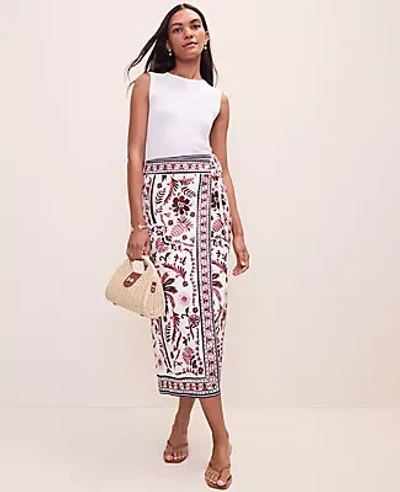 Ann Taylor Weekend Palm Tree Print Sarong Midi Skirt In Brown
