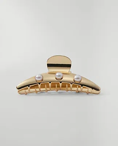 Ann Taylor Weekend Pearl Embellished Claw Clip In Ivory
