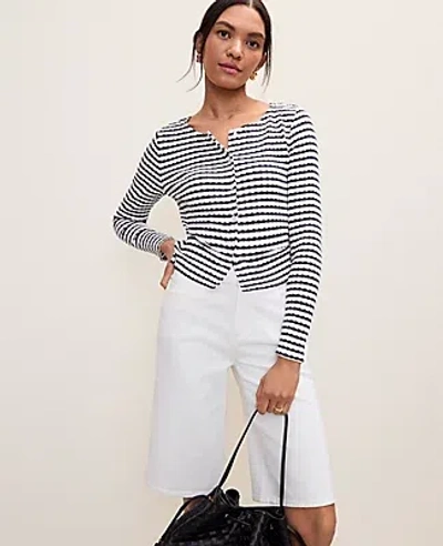 Ann Taylor Weekend Pointelle Cardigan In Multi