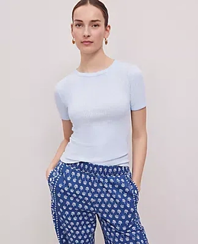 Ann Taylor Weekend Pointelle Tee In Zephyr Blue