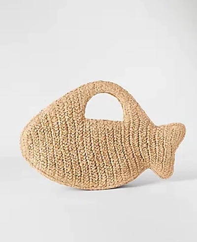 Ann Taylor Weekend Raffia Fish Clutch In Brown