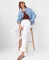 Ann Taylor Weekend Relaxed Roll Cuff Straight Pant In White