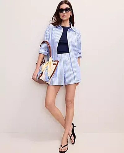 Ann Taylor Weekend Relaxed Striped Short In Blue