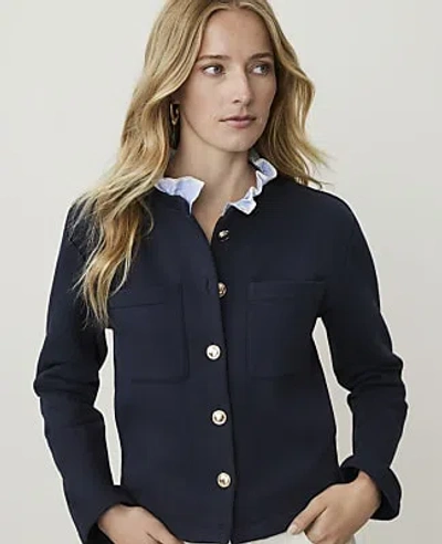 Ann Taylor Weekend Ruffle Collar Jacket In Night Sky
