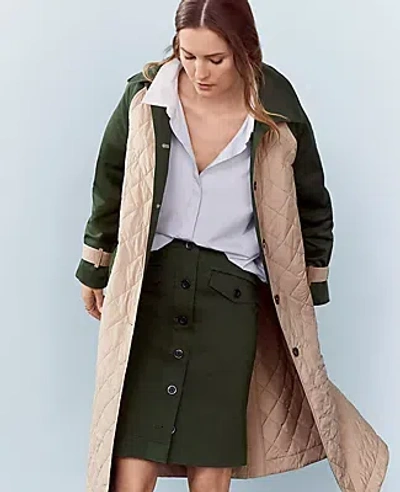Ann Taylor Weekend Sateen Cargo Skirt In Hunters Green