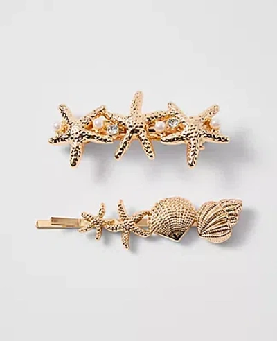 Ann Taylor Weekend Shell Hair Clip Set In Gold